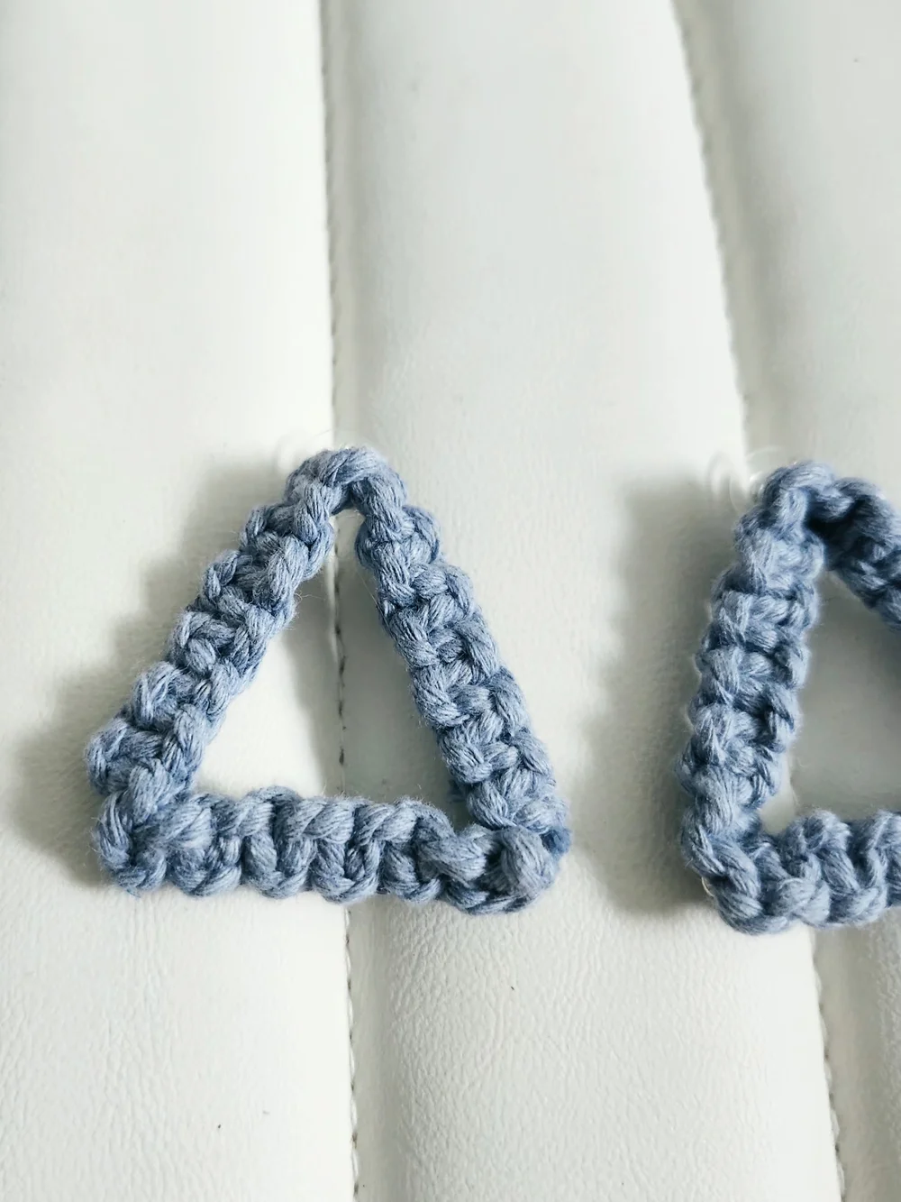 Macrame Earrings - Triangle Light Blue